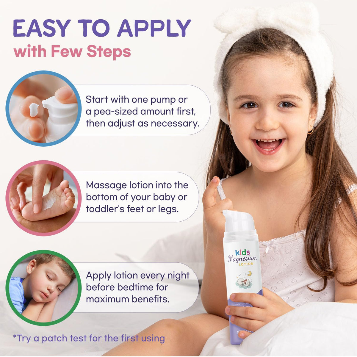 Vigority being massaged into baby legs to aid calming nightly routine