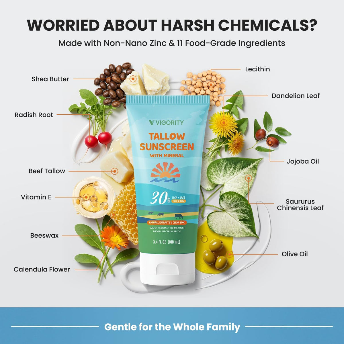 Vigority applied on child's cheek demonstrating gentle, non-greasy coverage