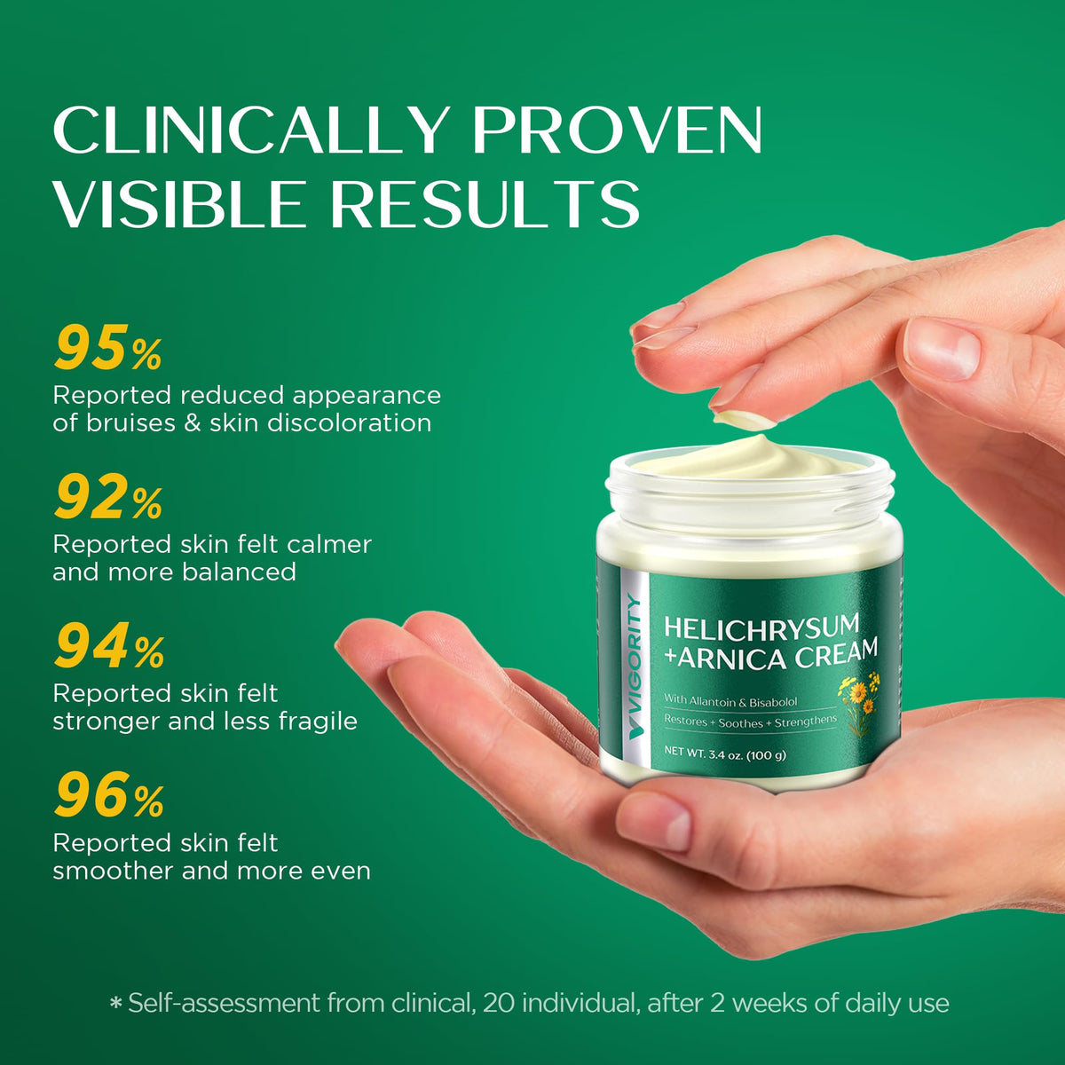 Vigority jar in hand showing scale and travel-friendly convenience