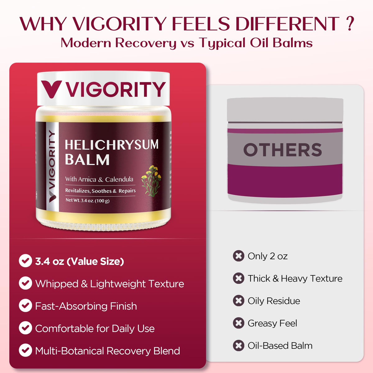 Label close-up of Vigority listing key botanicals and formulation highlights