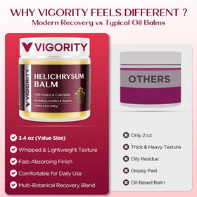 Label close-up of Vigority listing key botanicals and formulation highlights