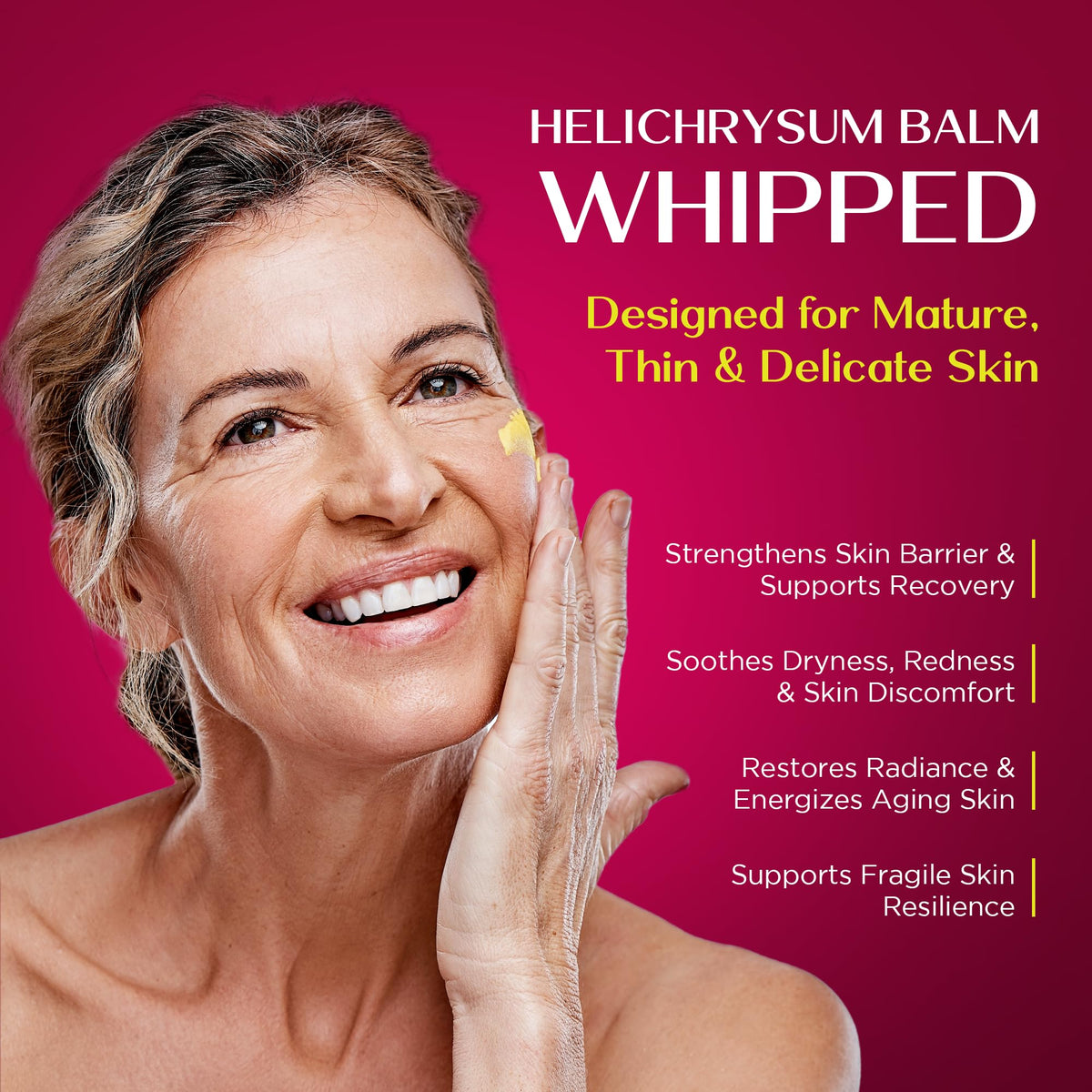 Applying Vigority balm to hand to hydrate and strengthen skin barrier