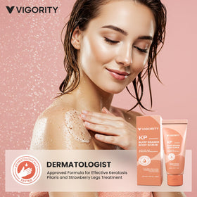 Vigority KP label ingredient list visible to show natural exfoliants