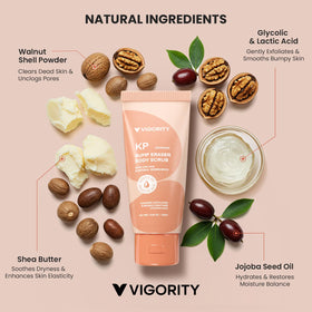 Vigority KP bottle open in palm ready to apply for smoother skin