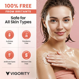 Vigority KP being applied in shower to remove bumps and dead skin