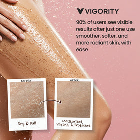 Vigority KP next to common objects to show product size and volume
