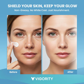 Vigority label close-up highlighting non-nano zinc oxide and botanical ingredients