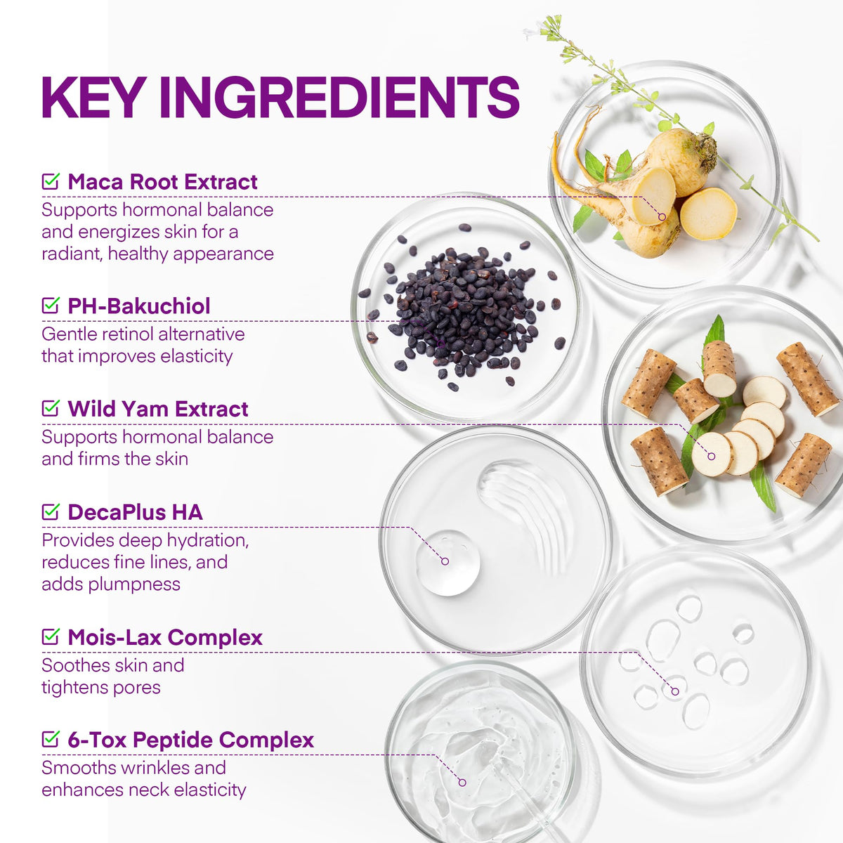 Vigority peptides diagram detail highlighting peptide complex for firmer appearance