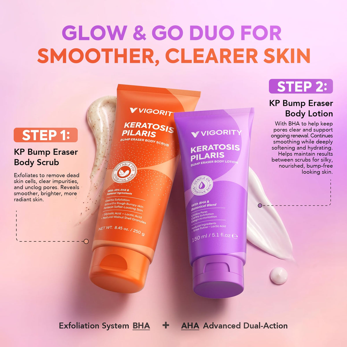 Vigority scrub texture close-up with pumice beads revealing exfoliating action