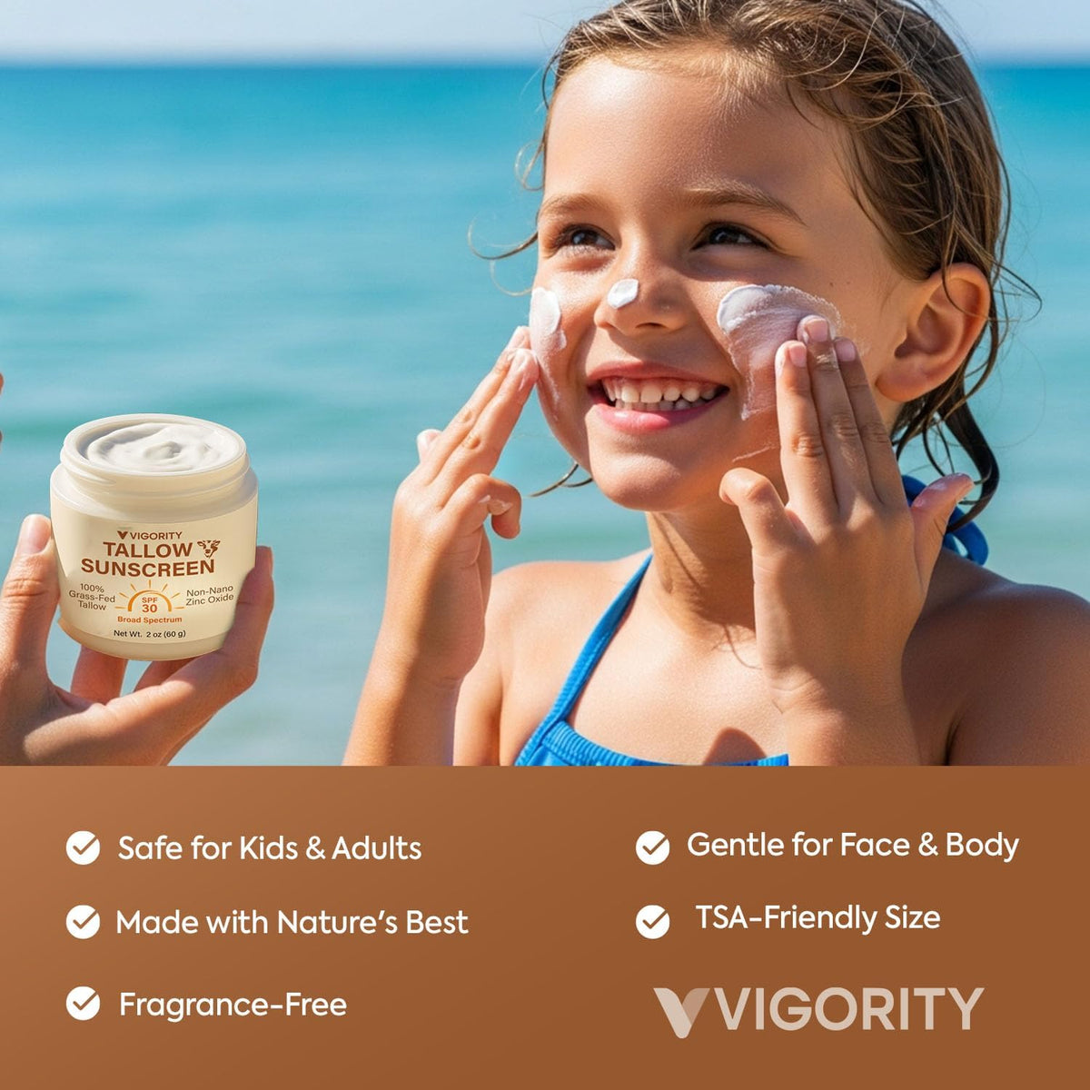 Vigority texture close-up showing smooth cream for easy spread