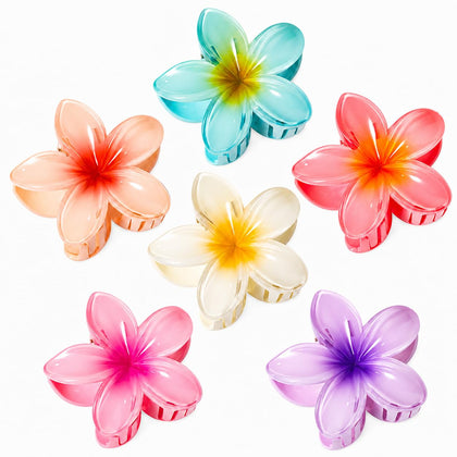 Vigorpace front view of six colorful flower clips showing vibrant colors and easy styling benefit