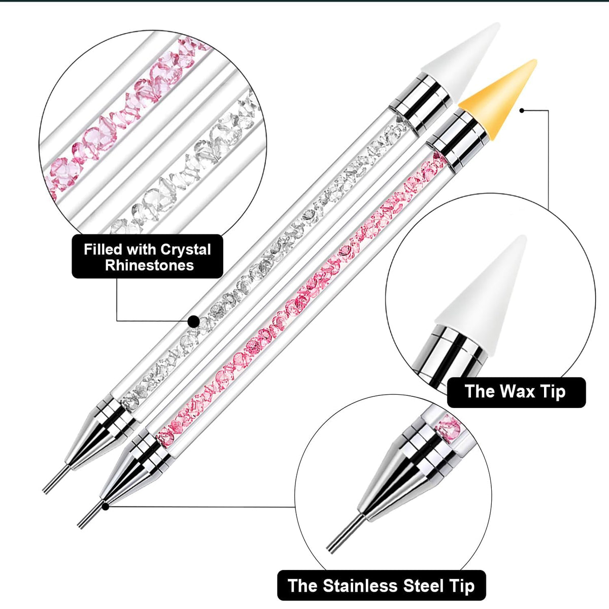 Vikerer wax tip detail highlighting adhesive tip for fast rhinestone pick-up