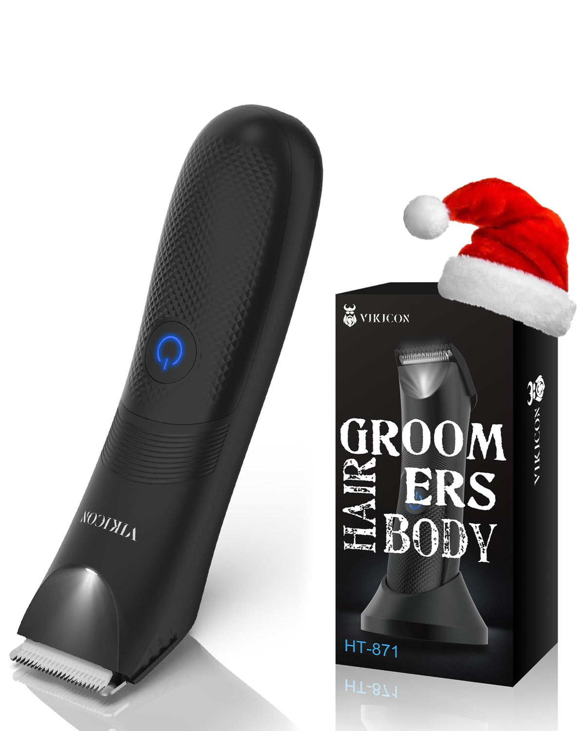 VIKICON front packaging showing full-body trimmer and included accessories for easy grooming