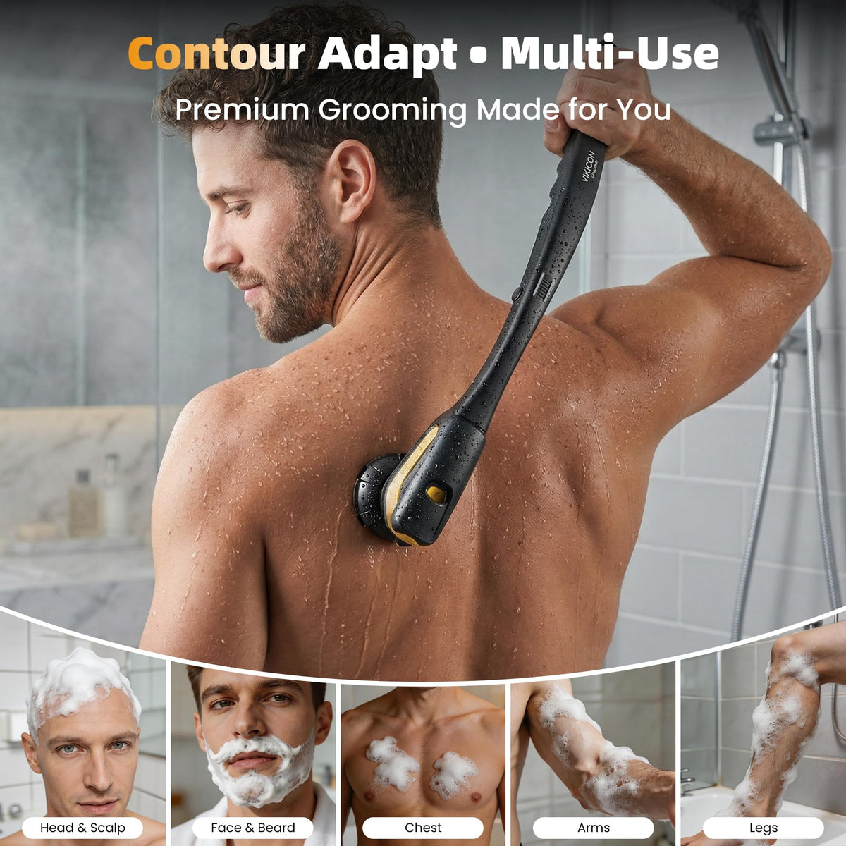 VIKICON Groomer led display and controls showing battery level and travel lock