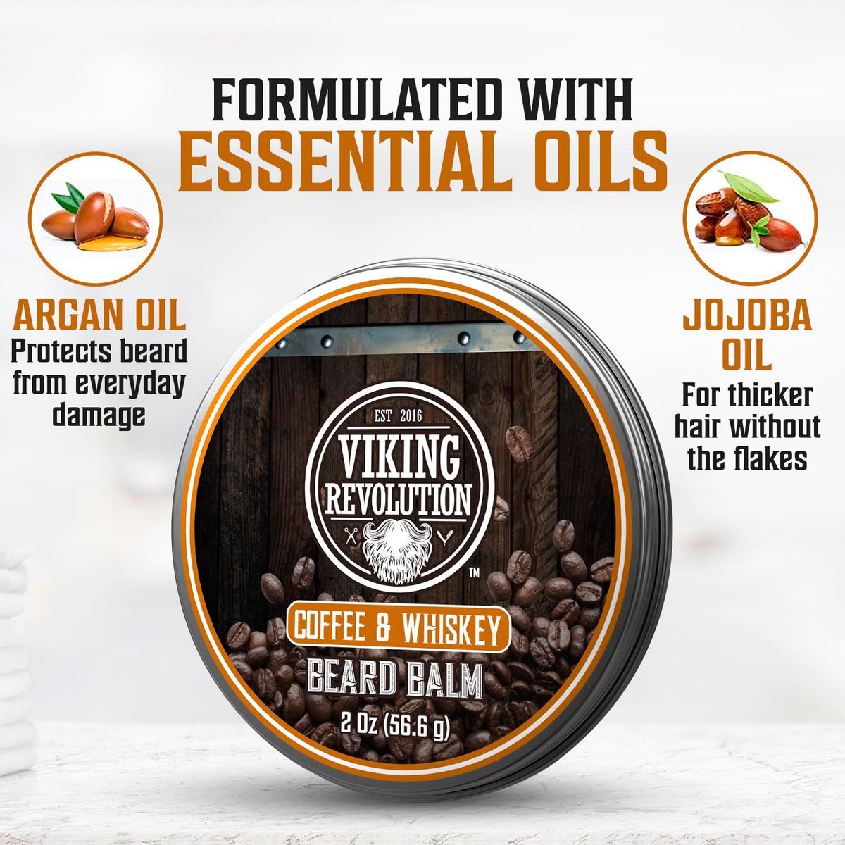 Viking Revolution application on beard demonstrating styling and control benefit