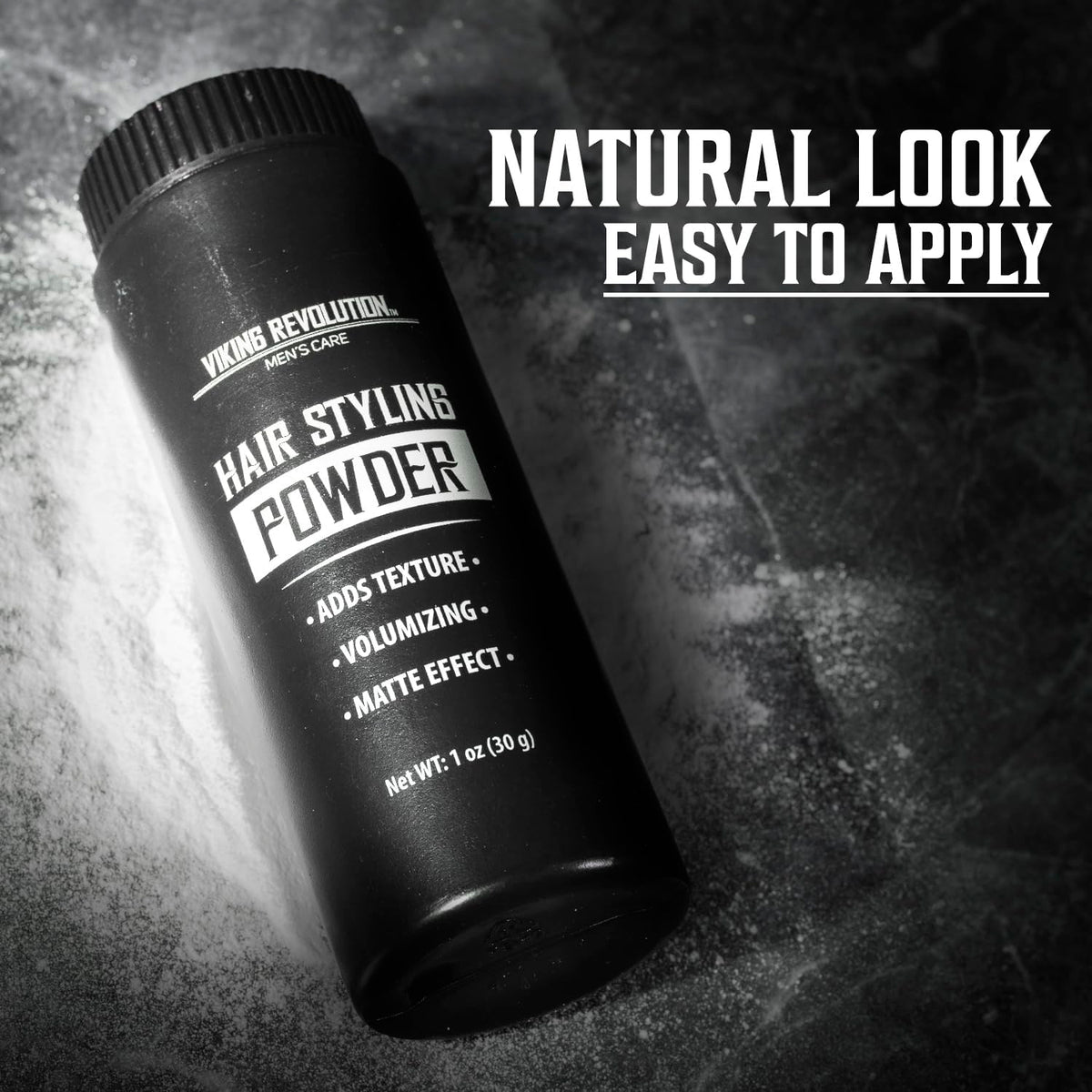 Viking Revolution powder on fingertips being applied for instant root lift benefit