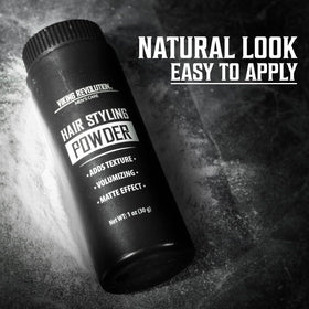 Viking Revolution powder on fingertips being applied for instant root lift benefit