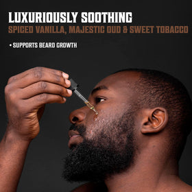 Viking Revolution beard in use being applied to facial hair for softer, tamed beard benefit