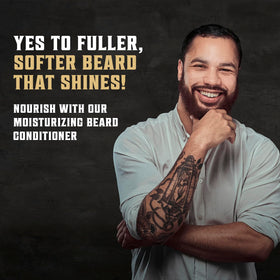 Man using Viking Revolution beard wash in shower, showing deep cleanse benefit