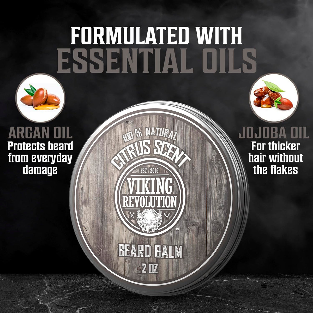 Viking Revolution beard oil bottle with dropper to moisturize skin and soften hair