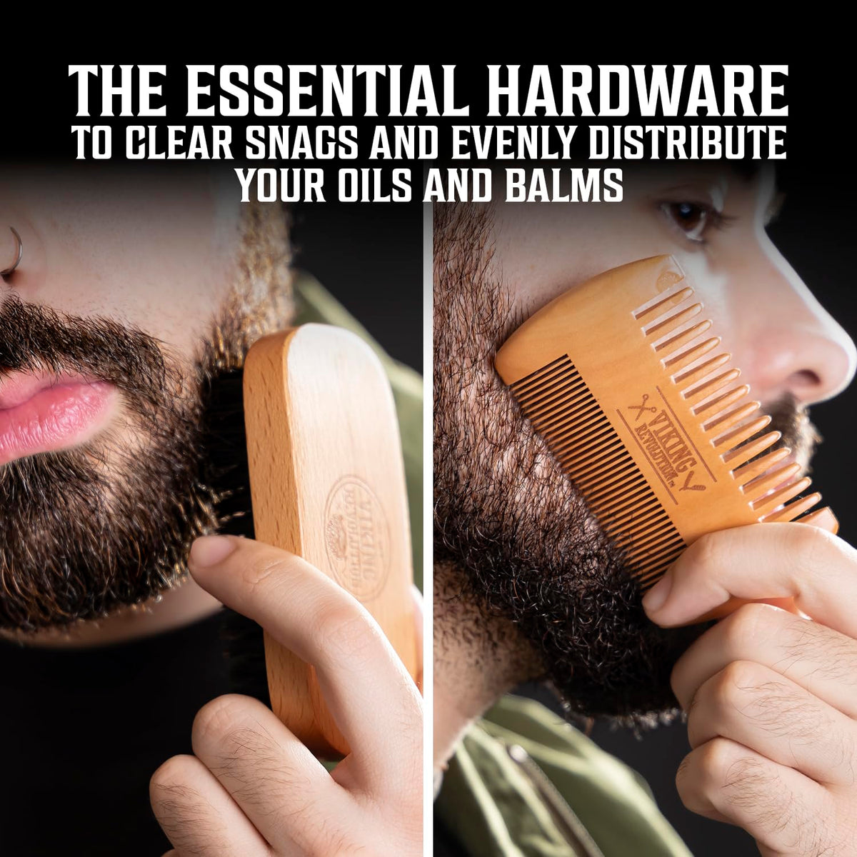 Viking Revolution beard pen applying to cheek area benefit: fills sparse patches naturally