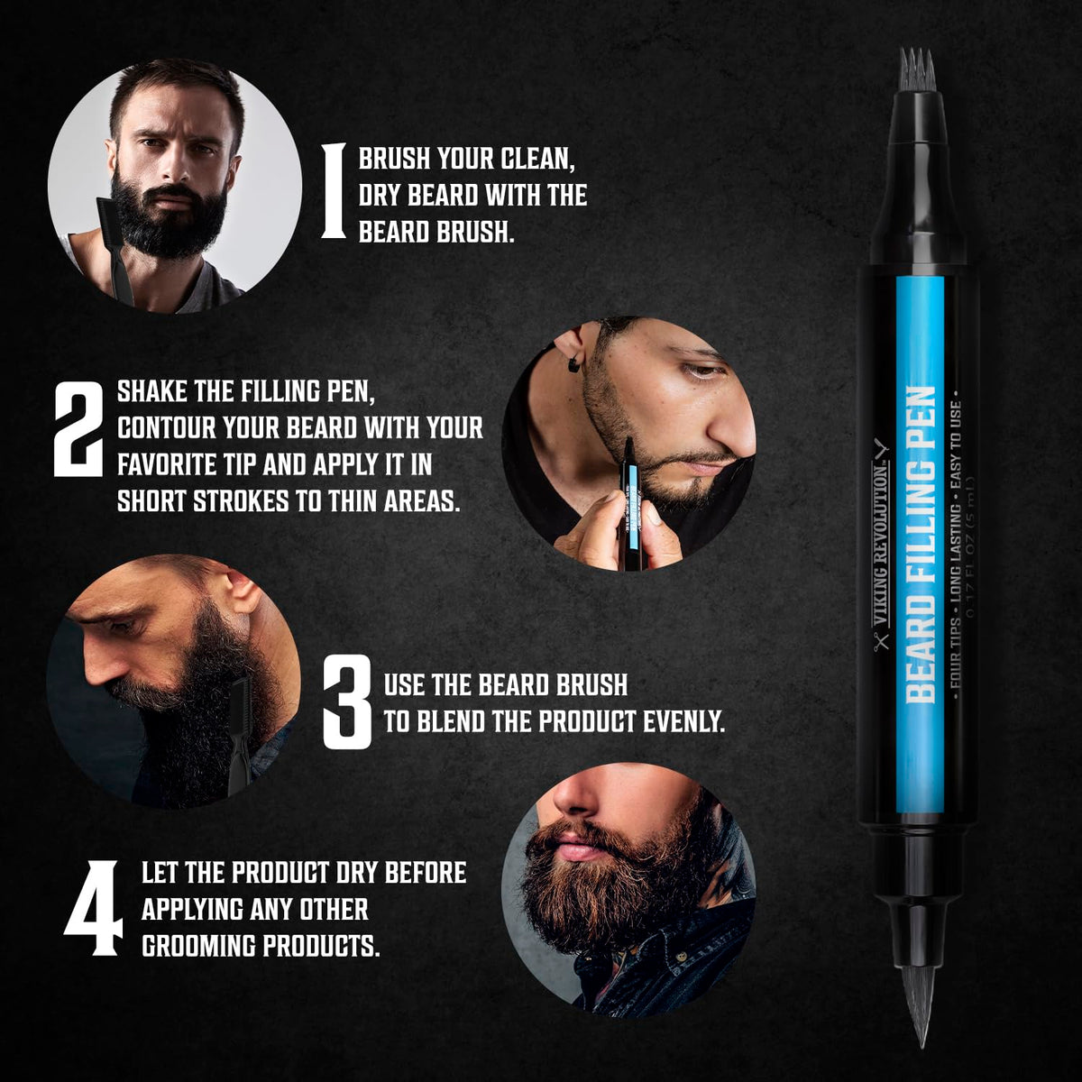 Viking Revolution before and after split image showing fuller beard effect after use