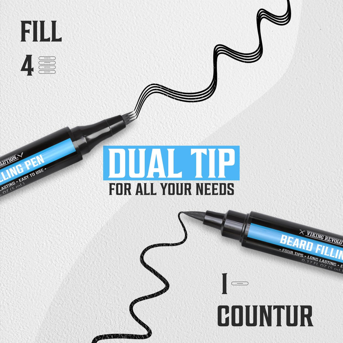 Viking Revolution brush and four spare tips displayed for long-lasting, consistent application