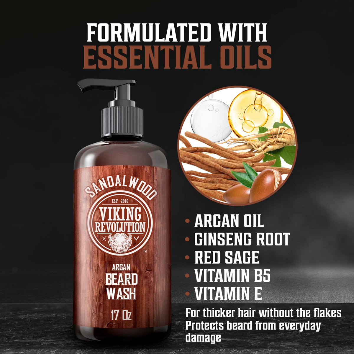 Viking Revolution close-up of argan and jojoba oils highlighting nourishing benefit