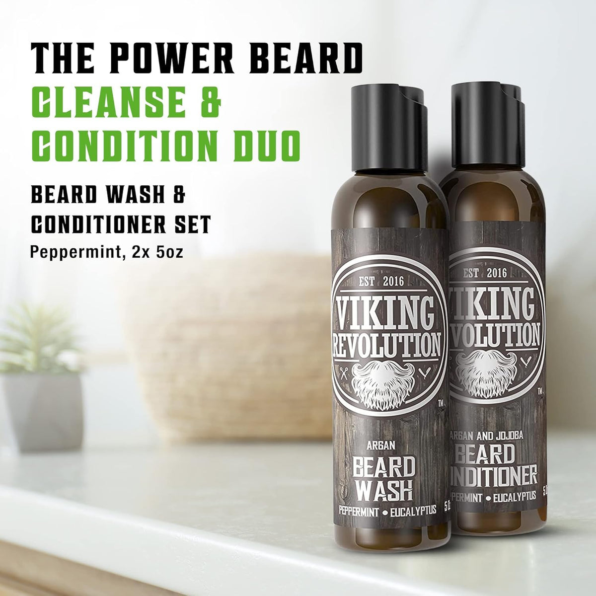 Viking Revolution beard wash lathering on facial hair for deep cleanse