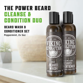 Viking Revolution beard wash lathering on facial hair for deep cleanse