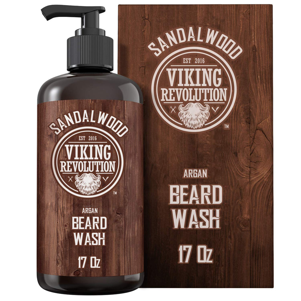 Viking Revolution front bottle view showing product and branding benefit: clear grooming choice