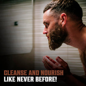 Viking Revolution rich lather in hand demonstrating deep-clean benefit for beard