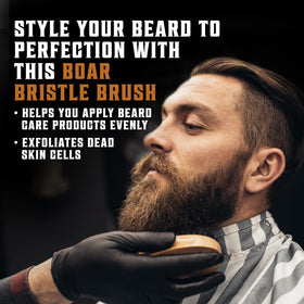 Viking Revolution boar bristle brush top view smoothing and polishing beard