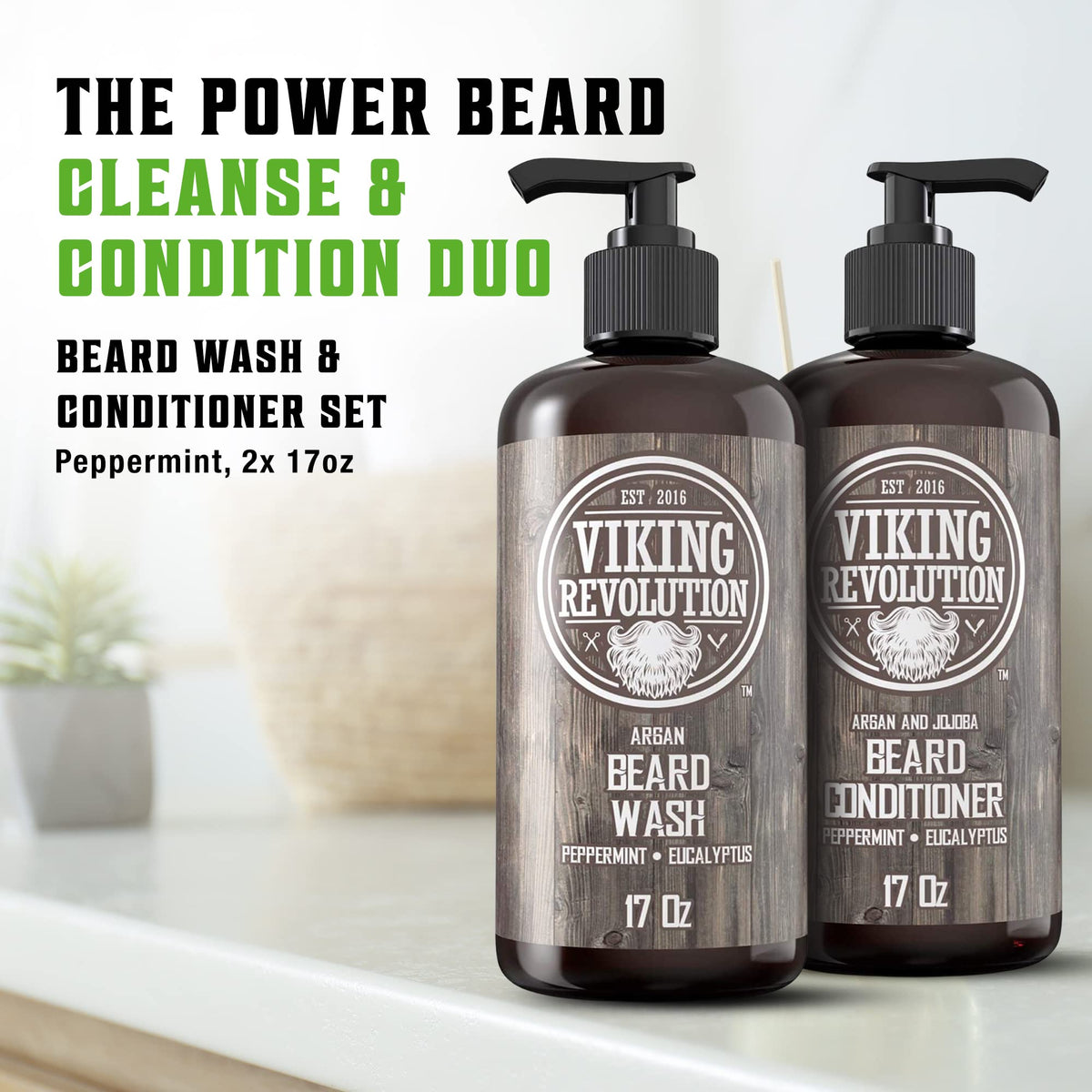 Viking Revolution label close-up highlighting ingredients and scent