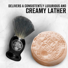 Viking Revolution shaving bowl filled with lather for smooth shave