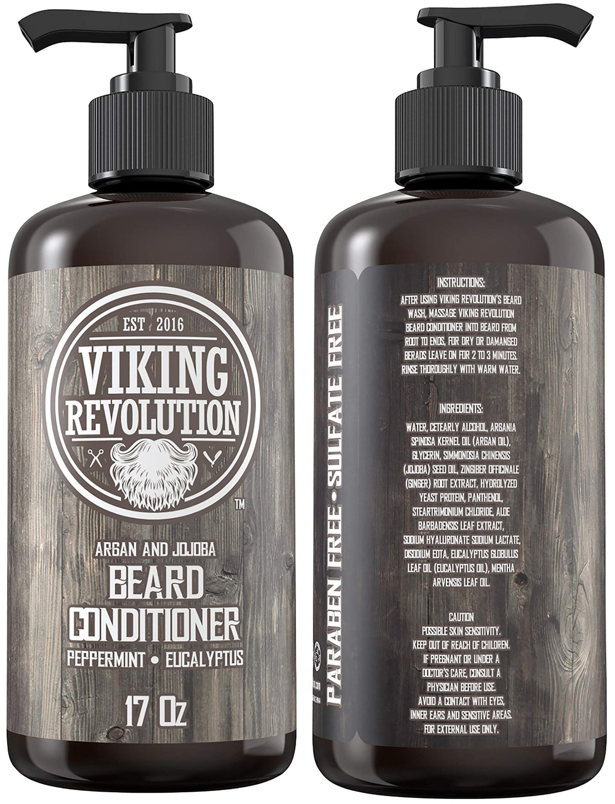 Viking Revolution pump and label close-up highlighting scent and ingredients
