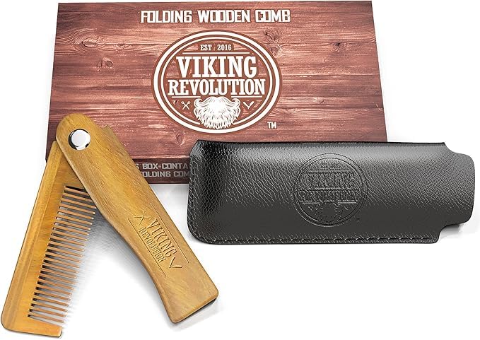 Viking Revolution comb peeking from a pocket, compact travel-ready benefit