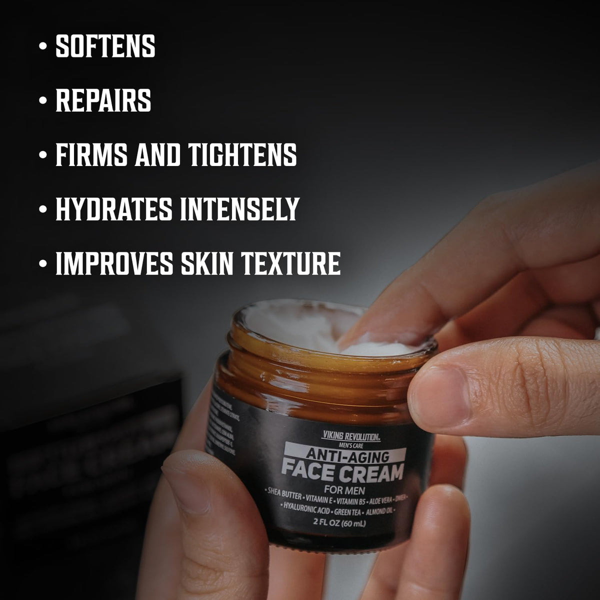 Viking Revolution cream on hand showing quick absorption benefit