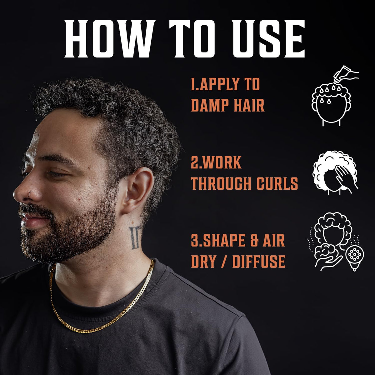 Viking Revolution cream in hand being applied to hair demonstrating easy spread