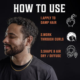 Viking Revolution cream in hand being applied to hair demonstrating easy spread