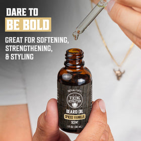 Viking Revolution oil texture on palm highlighting quick absorption benefit