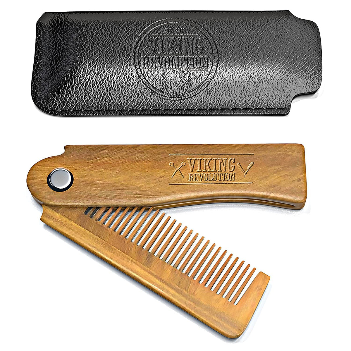 Viking Revolution folded comb in packaging, portable grooming solution