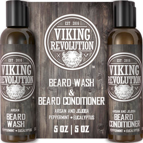 Viking Revolution front packaging showing complete beard kit and benefits