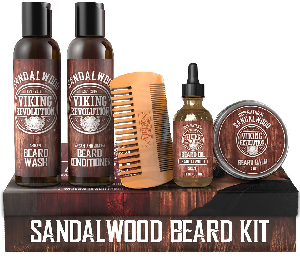Viking Revolution front packaging showing sandalwood kit benefits