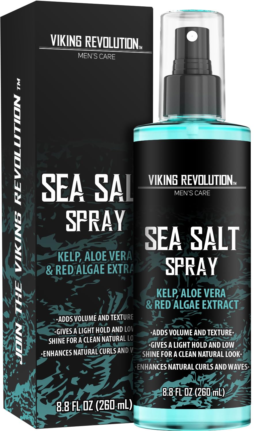 Viking Revolution front bottle view showing sea salt spray for textured hair benefits