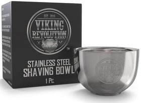 Viking Revolution front view shaving mug shows durable stainless steel for daily use