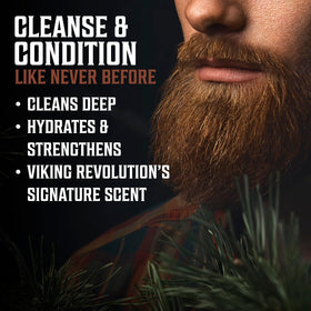 Viking Revolution hands applying beard oil for softening and manageability