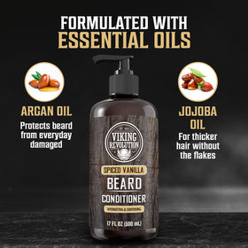Viking Revolution argan and jojoba oils ingredient shot showing natural oils that hydrate and strengthen beard hair