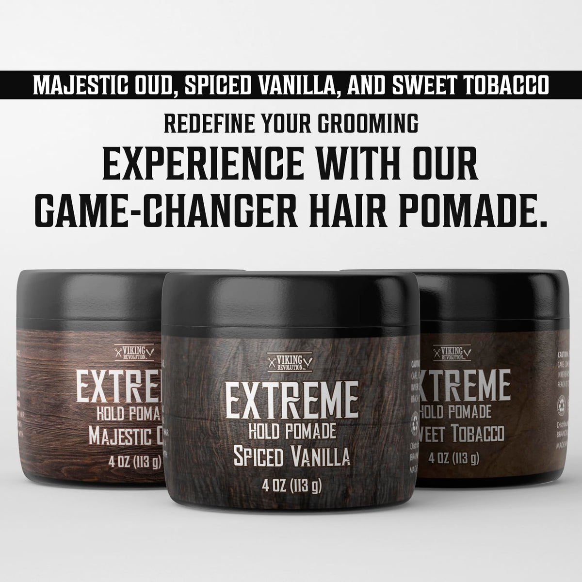 Viking Revolution jar on barbershop counter evoking professional grooming results