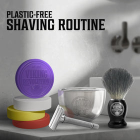 Viking Revolution shaving set in bathroom lifestyle scene showing elevated grooming routine